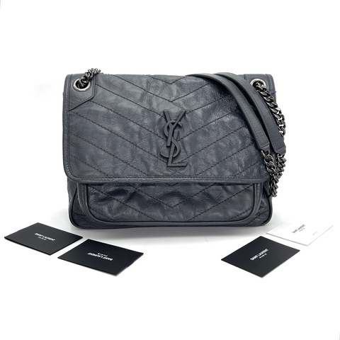 【VUINCA Vintage 8-14天出貨】 SAINT LAURENT Niki Medium 灰色 銀扣