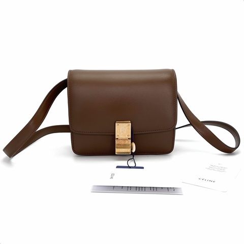 【VUINCA Vintage 8-14天出貨】 CELINE Mini Box 棕色 金扣 豆腐包