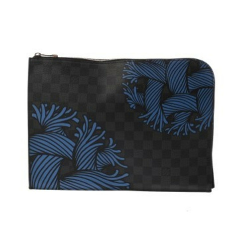 LOUIS VUITTON 路易威登 Damier Graphite Pochette Jour GM 黑色 N41685 男士帆布手拿包 A 級二手 Ginzo