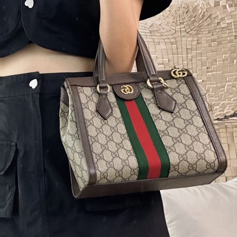 GUCCI古馳Ophidia 經典老花小托特包🈶長肩帶 🈶台灣購證