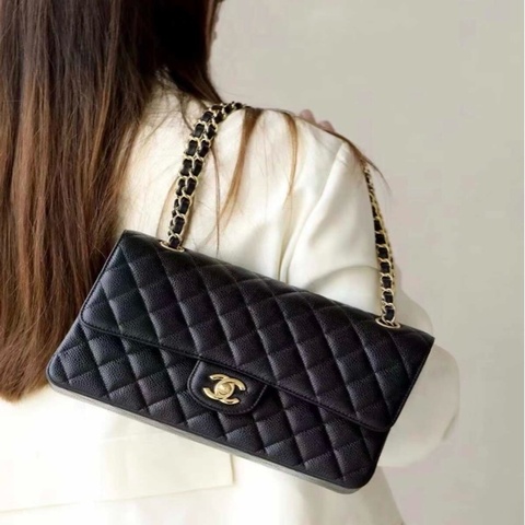 Chanel 香奈兒,Jumbo cf荔枝紋牛皮黑色