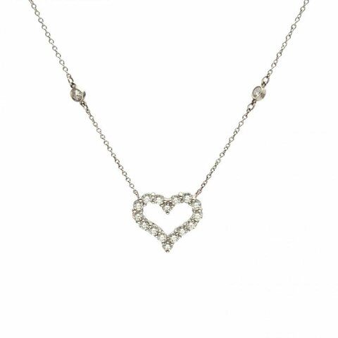 TIFFANY&CO 鑽石愛心滿鑽鑲鑽鏈條項鏈