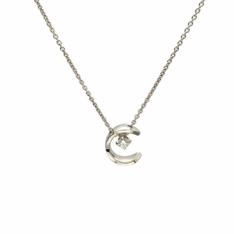 CHANEL COCOCRUSH系列水冰月鑲鑽項鏈18K白金/鑽石