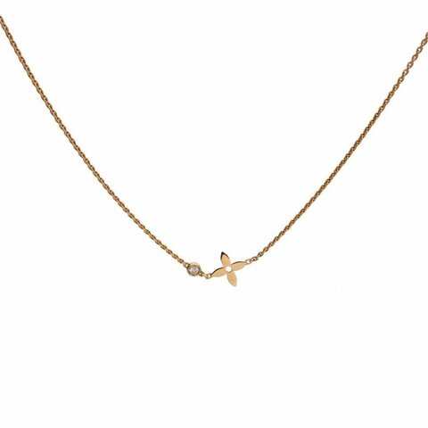 LOUIS VUITTON 18K玫瑰金鑽石四葉草項鏈