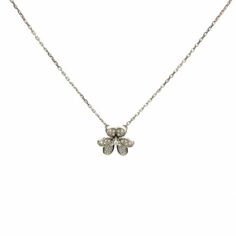 VAN CLEEF&ARPELS Frivole花朵項鏈迷你滿鑽18K白金/鑽石