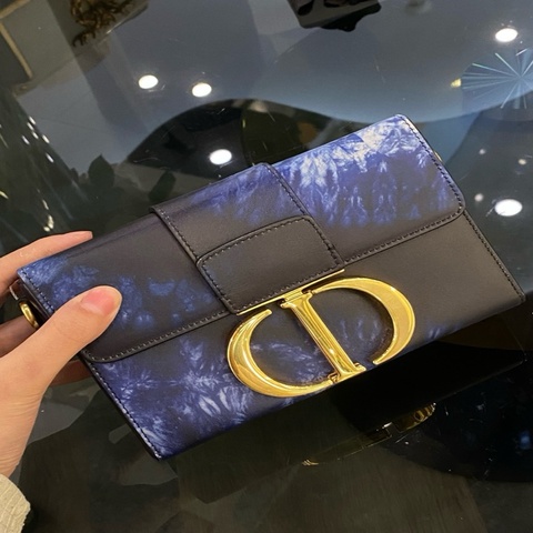 ［閒置新］Dior/迪奧 蒙田 30系列box mini 限量 藍色暈染 印花單肩斜挎包