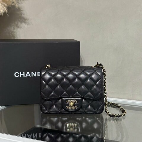 CHANEL 經典口蓋包方胖子 17 - 黑金23開