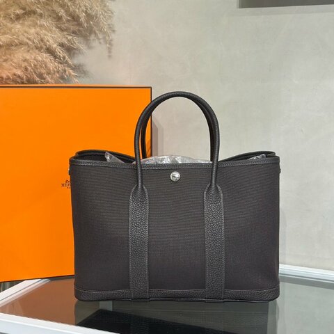 HERMES Garden Party 30 - Bai Brun T3 帆布棗棕色 G