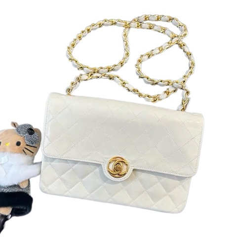 Chanel 白金菱格紋雙C扣鏈條包