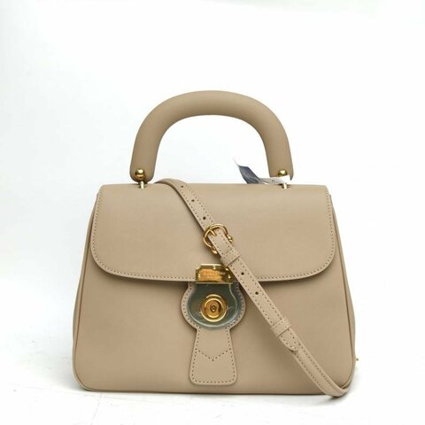 Burberry 卡其色牛皮DK88金扣手提斜挎包