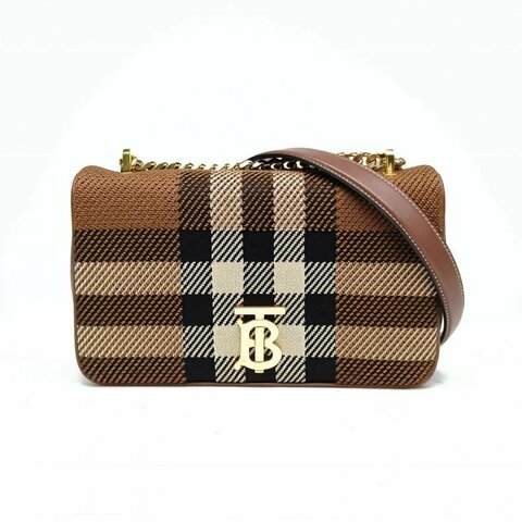 Burberry 拼色針織經典TB扣鏈條包單肩包