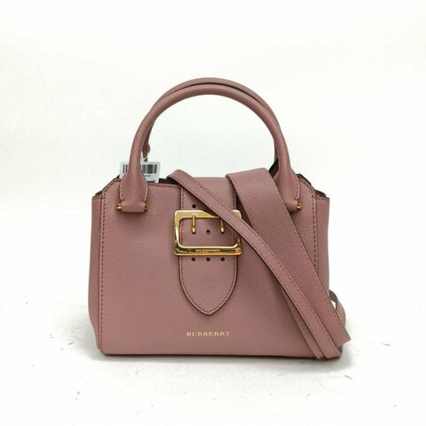 Burberry 豆沙粉牛皮金扣Buckle單肩包