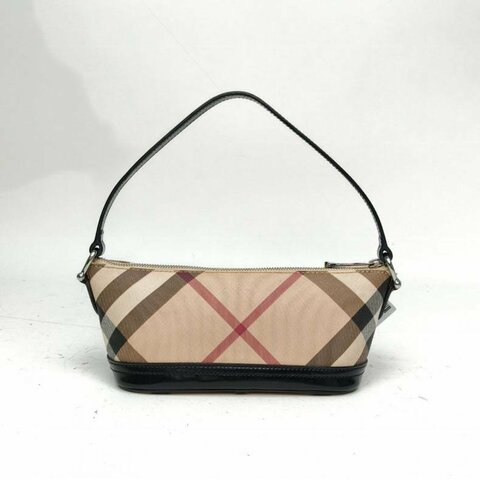 Burberry 拼色PVC銀扣經典格紋腋下包單肩包