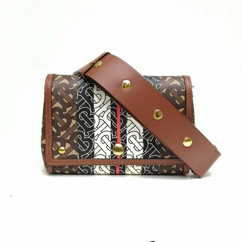 Burberry 拼色PVC金扣單肩包
