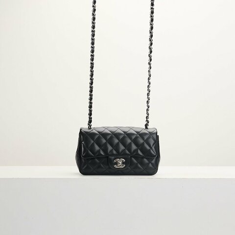 二手Chanel CF20 黑銀羊