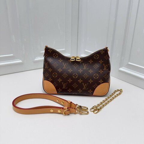 芯片款 路易威登/Louis Vuitton 經典老花黃牛角鏈條腋下斜背包