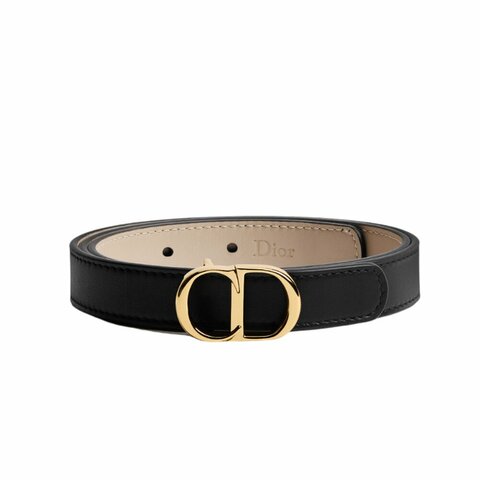 【Dior 迪奧】CD Icon 光滑小牛皮 雙面 腰帶 皮帶 2公分寬 黑色 駝米色 B1012GWJB_M62I