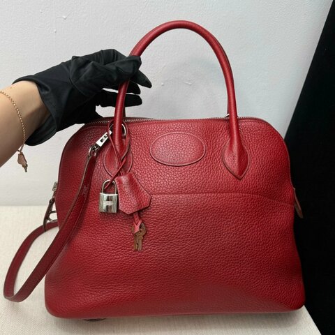 愛馬仕Hermes Bolide31石榴紅銀扣 手提包