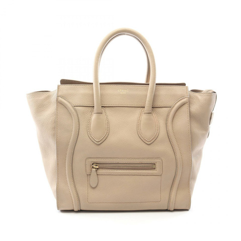 CELINE Luggage迷你購物手提包 165213 皮革 米色 二手 女士