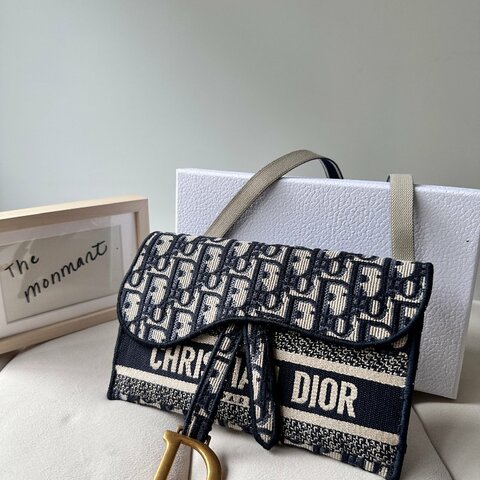 Dior Saddle WOC 21 Oblique 馬鞍刺繡老花 斜挎包