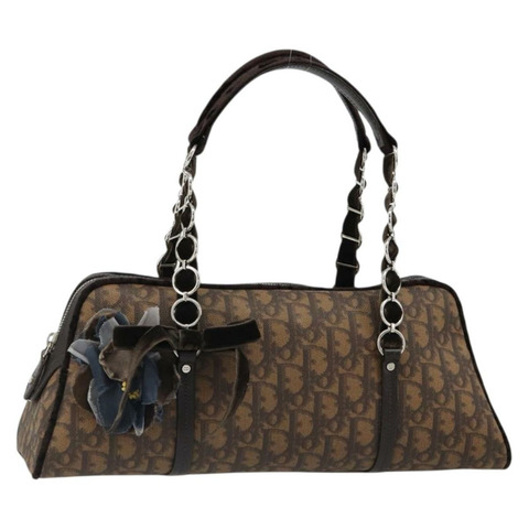 Christian Dior Trotter帆布浪漫鏈條包 PVC棕色 正品 yk20518SAV