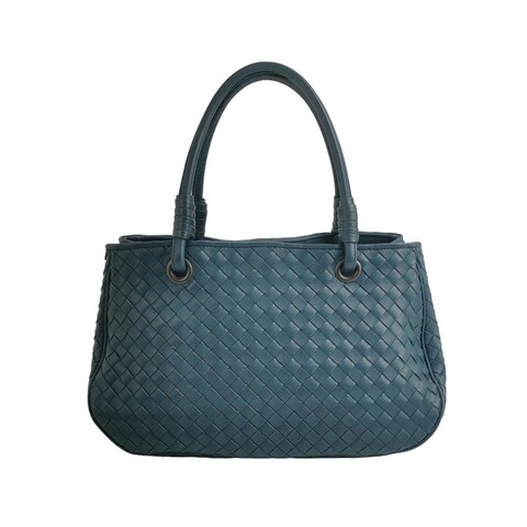 Bottega Veneta 牛皮藍色Intrecciato編織手提包
