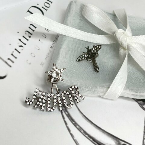 DIOR J'adior 水鑽蜜蜂不對稱耳環