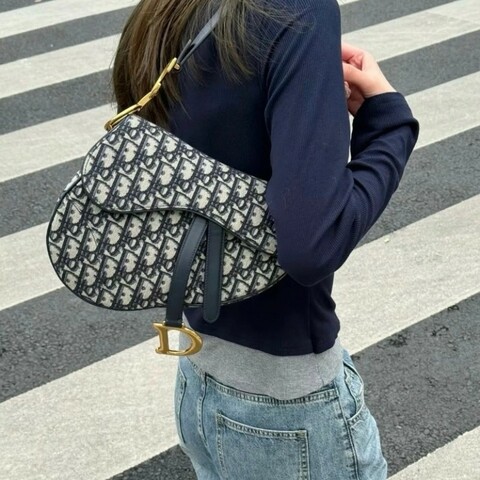 Dior迪奧Saddle Obliaue中號老花馬鞍包