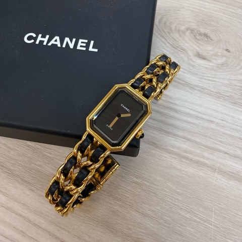 Chanel 黑金Vintage Premiere皮穿鏈首印手錶