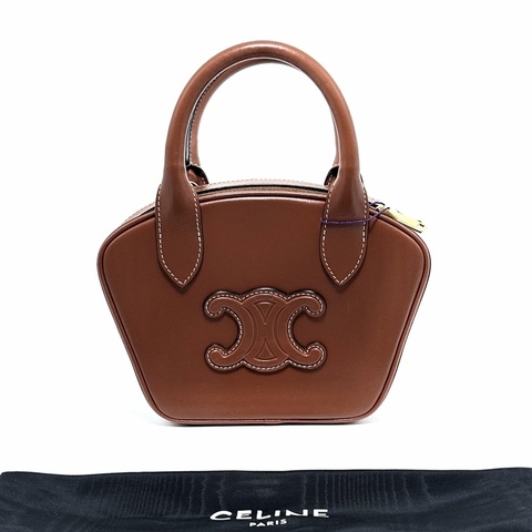 【VUINCA Vintage 8-14天出貨】 CELINE 棕色 金扣 手提包