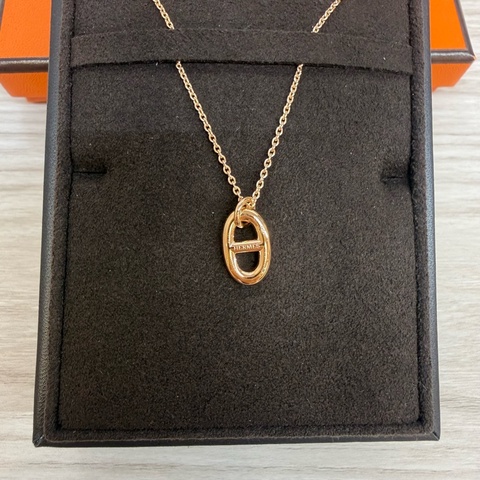 Hermes 750玫瑰金Farandole 墜飾豬鼻子項鏈