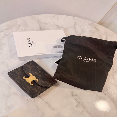 全新‼️Celine凱旋門老花零錢包