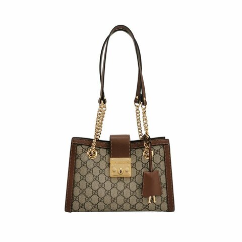 Gucci Padlock中型牛皮GG老花鎖扣單肩包