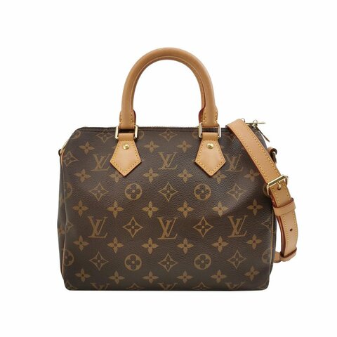 Louis Vuitton (LV) Speedy25植鞣革Monogram印花波士頓包斜背包單肩包晶片款