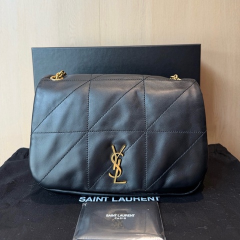 YSL聖羅蘭黑金羊皮小號Jamie鏈條包單肩包斜挎包