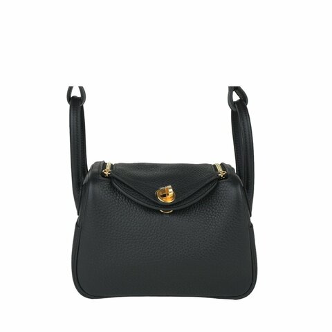 HERMÈS 愛馬仕 Mini Lindy 20 Noir 黑色 金釦 Clemence 牛皮｜肩背包 斜背包 手提包｜迷你琳迪包 K刻2025 收藏款｜KÉSH 凱仕精品