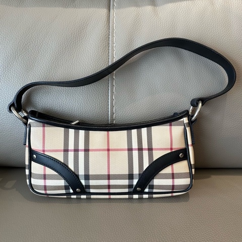 Burberry巴寶莉pvc格紋帆船單肩包