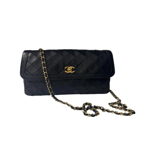 Chanel 黑金雙C扣菱格紋鏈條包