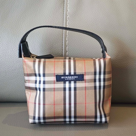 Burberry巴寶莉帆布格紋小遛狗手提包