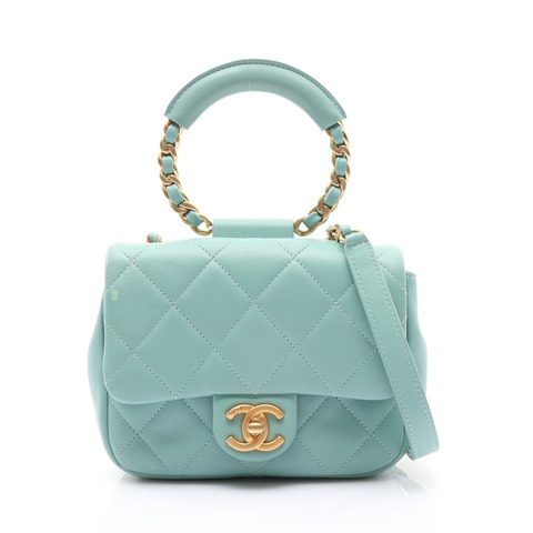 In The Loop Top Handle 兩用包 綠色 羊皮 金釦【CHANEL 香奈兒】