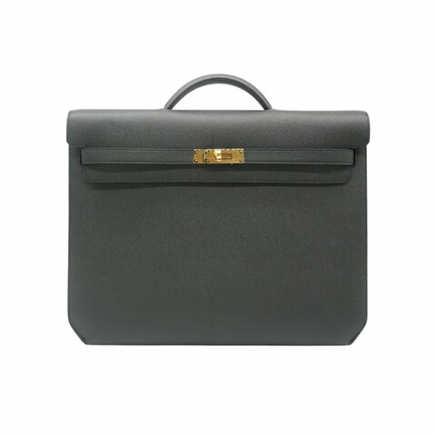 Hermes 展示品 Kelly depeches Epsom牛皮金釦公事包(Noir黑)