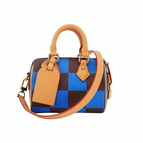 Louis Vuitton 展示品 Speedy 18 帆布手提斜背二用包(N40595-藍)