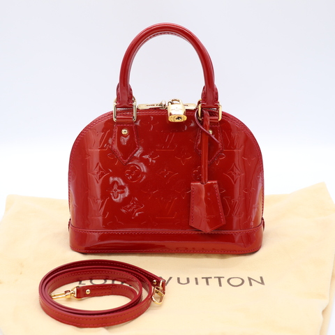 LV 紅色 原花漆皮 Alma BB 兩用包【Louis Vuitton 路易威登】