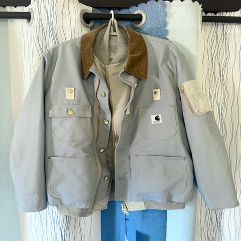 全新 size1 藍色SACAI x Carhartt WIP Canvas x MA-1 Jacket