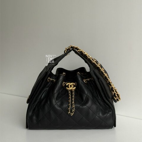 98新🆕 全配有購證🙌🏻 Chanel 香奈兒 25 Hobo Bag 黑金小號