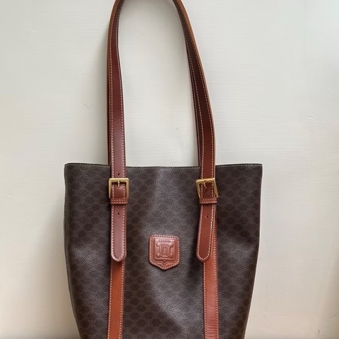 【現貨秒出】Vintage Celine Triomphe 凱旋門經典深色老花手提肩背包 / 側背包