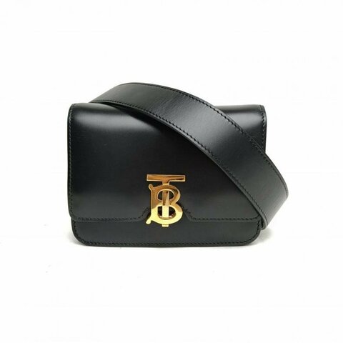 Burberry 黑色牛皮TBLogo標識豆腐包腰包胸包