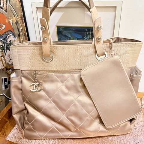 CHANEL 香奈兒 肩背 手提兩用托特包 很美很美的香檳金🥂媽媽包 日用包 輕旅行包