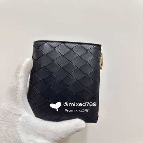 BOTTEGA VENETA BV 牛皮 經典編織 短夾 卡夾 皮夾 中夾