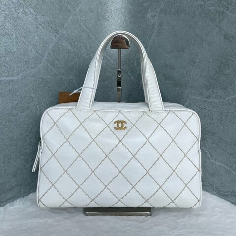 香奈兒/Chanel 白色菱格紋手提包